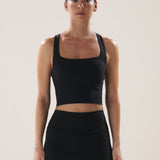 Boxy Longline Bra in Black Sesame