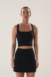 Boxy Longline Bra in Black Sesame