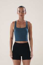 Boxy Longline Bra in Slate