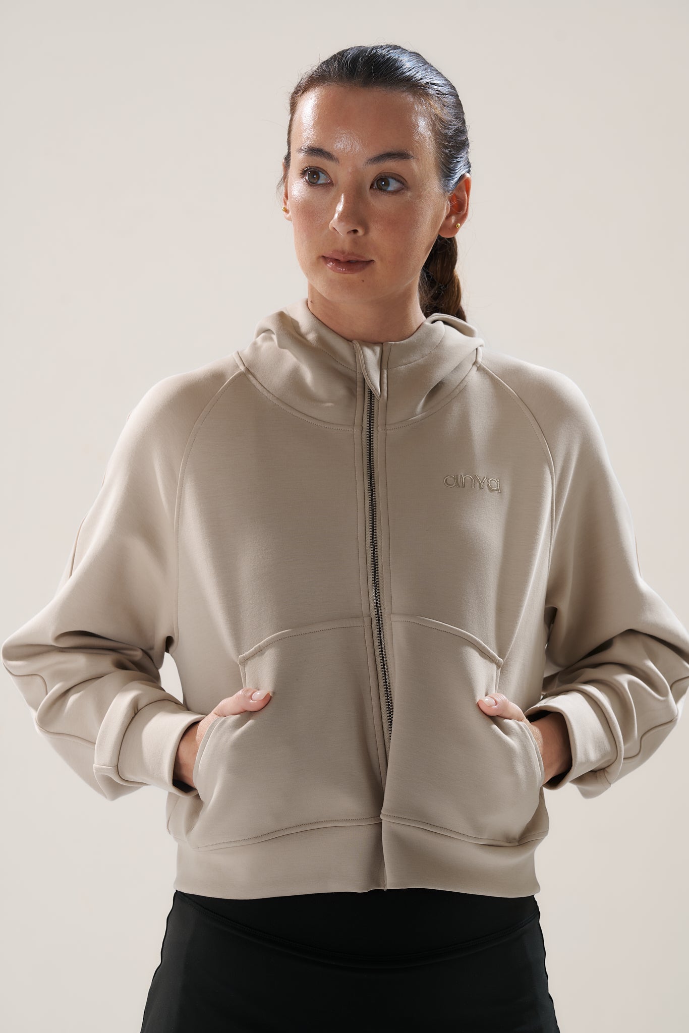 Full Zip in Oat (with Hoodie)
