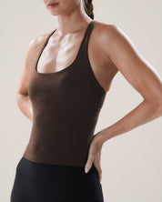 Scoop Longline Bra in Walnut