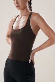 Scoop Longline Bra in Walnut