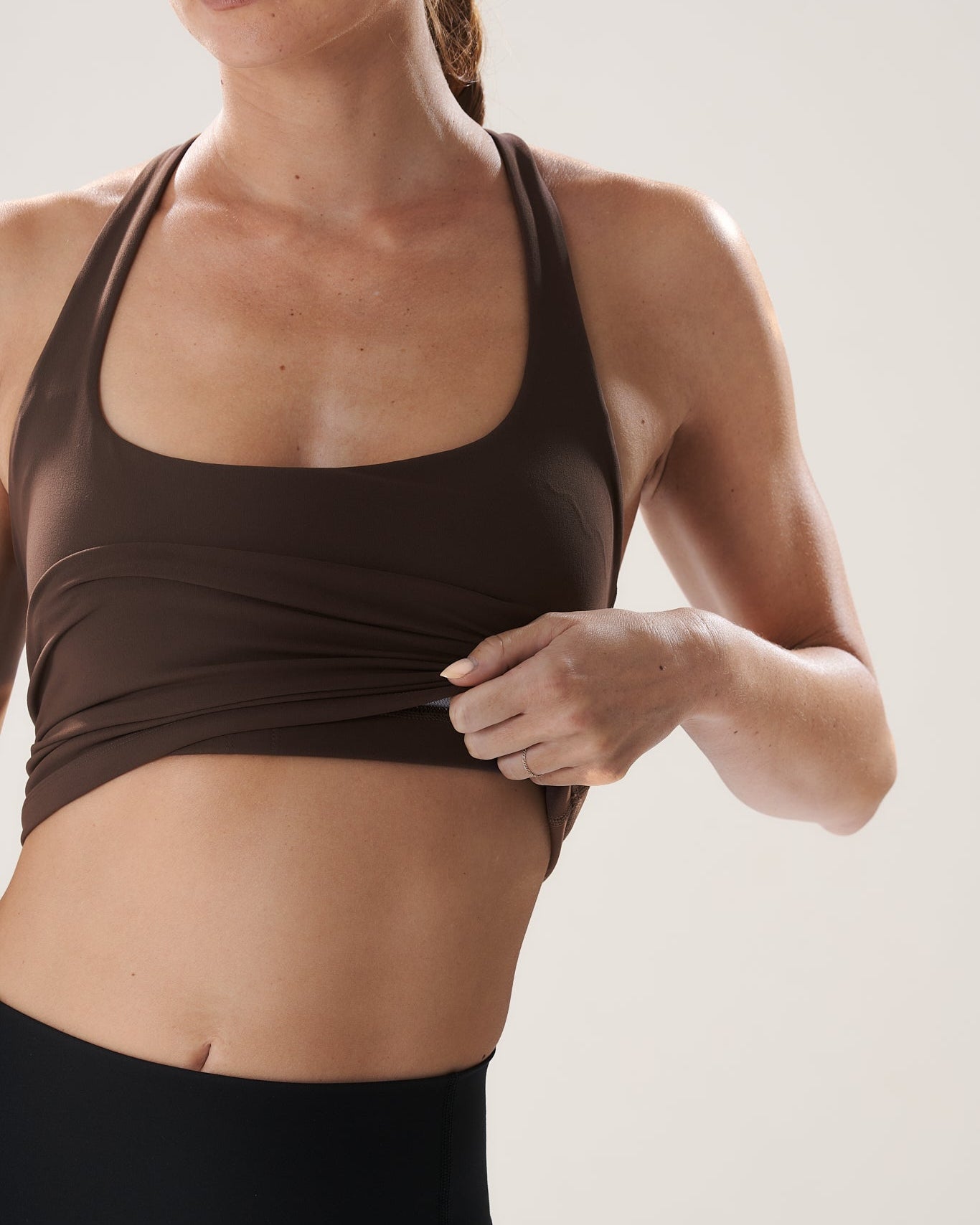 Scoop Longline Bra in Walnut