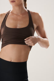 Scoop Longline Bra in Walnut