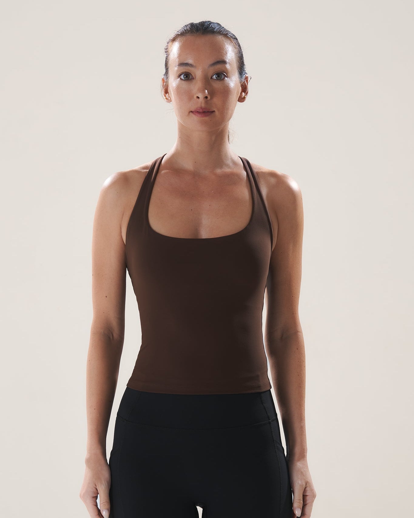 Scoop Longline Bra in Walnut