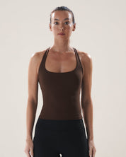 Scoop Longline Bra in Walnut