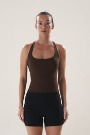 Scoop Longline Bra in Walnut