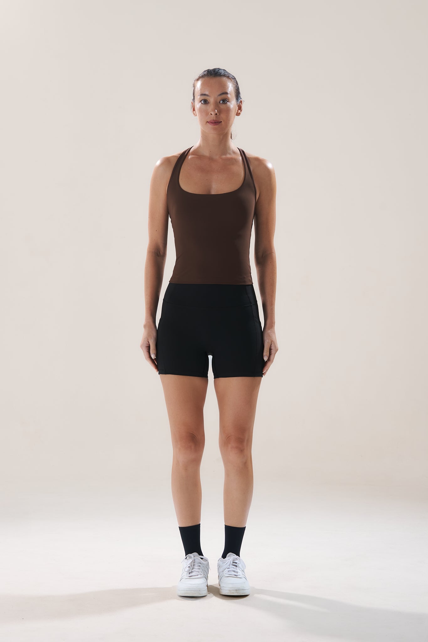 Scoop Longline Bra in Walnut