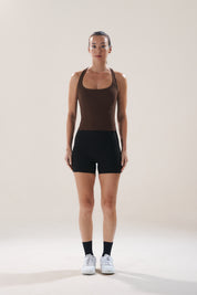 Scoop Longline Bra in Walnut