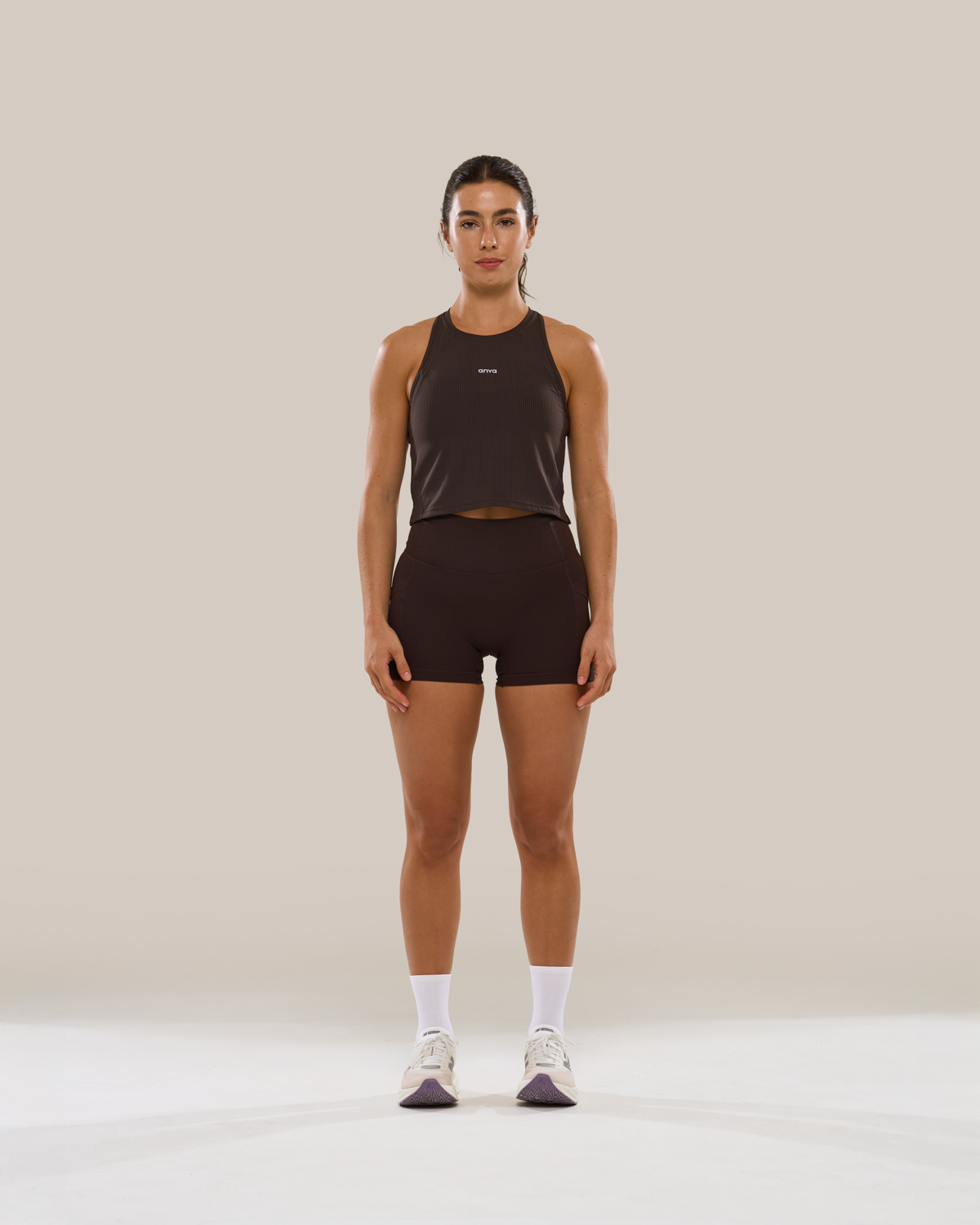 Bib Crop Tank in Ganache