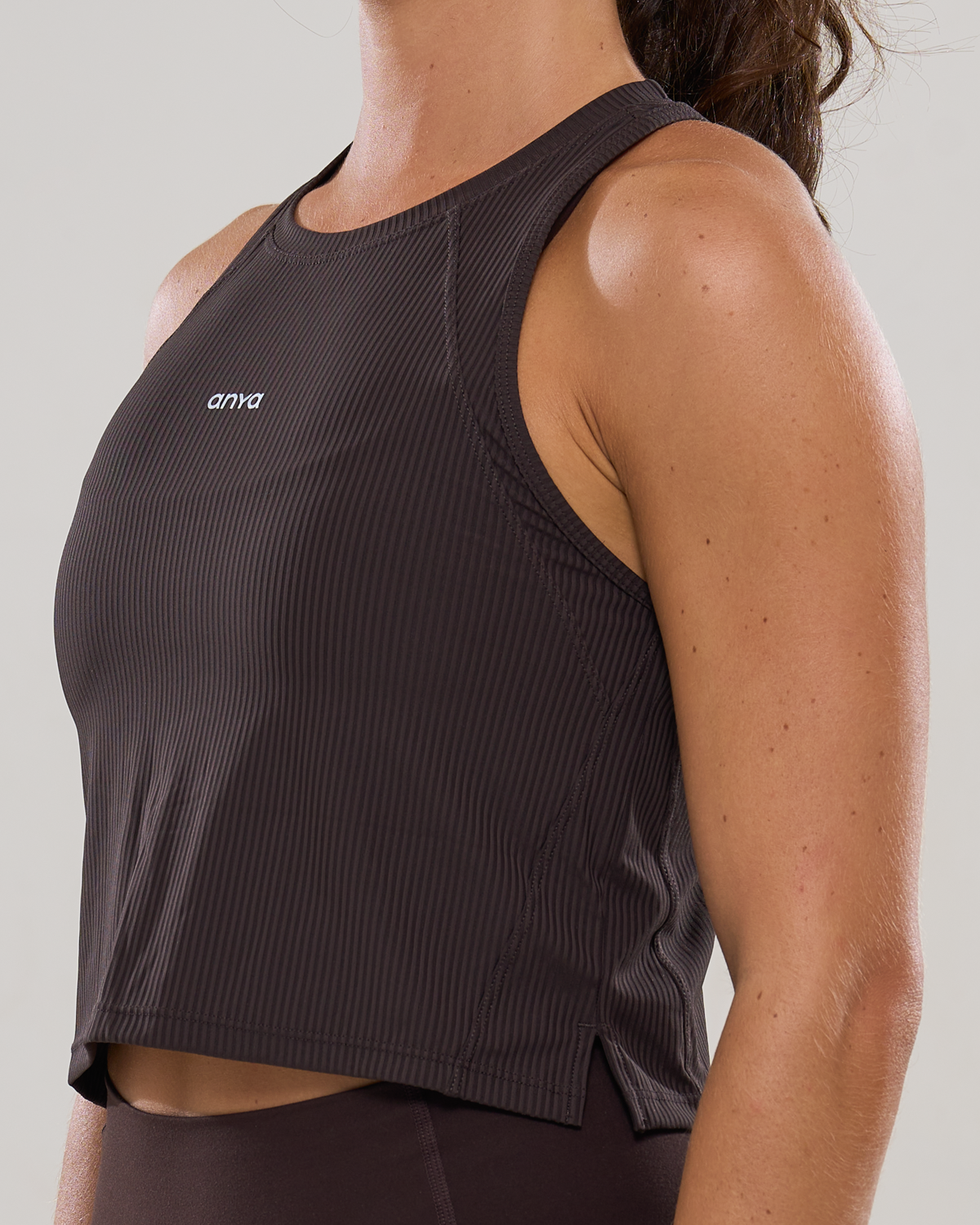 Bib Crop Tank in Ganache