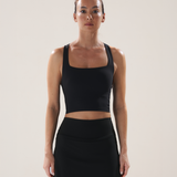 Boxy Longline Bra in Black Sesame