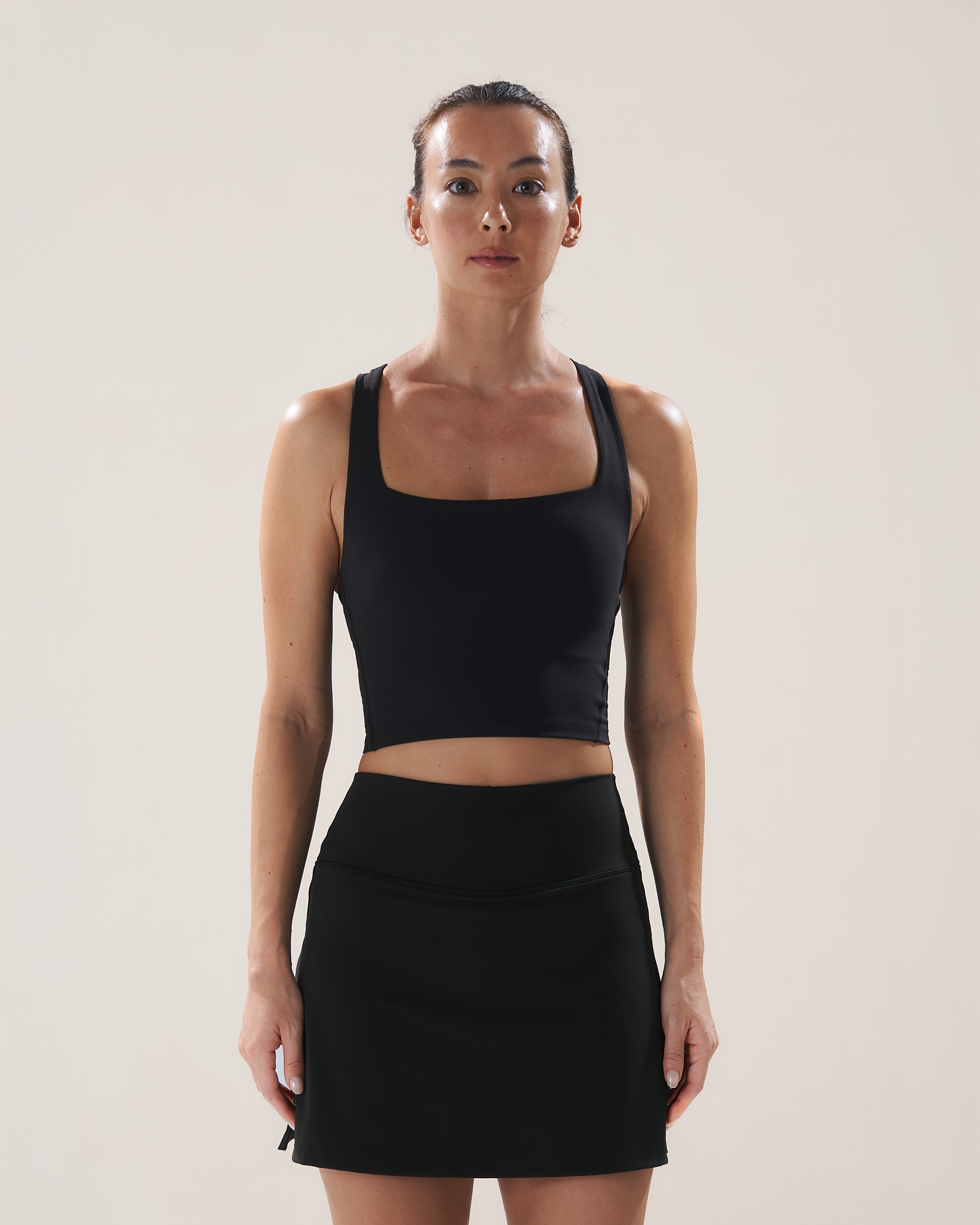 Boxy Longline Bra in Black Sesame