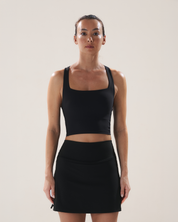 Boxy Longline Bra in Black Sesame