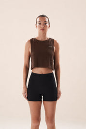 Easy Run Crop Tank in Espresso