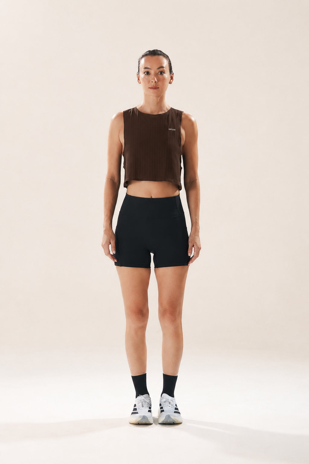 Easy Run Crop Tank in Espresso