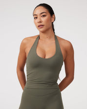 Halter Longline Bra in Avocado