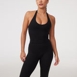 Halter Longline Bra in Black Sesame