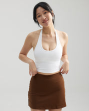 Halter Longline Bra in Yoghurt