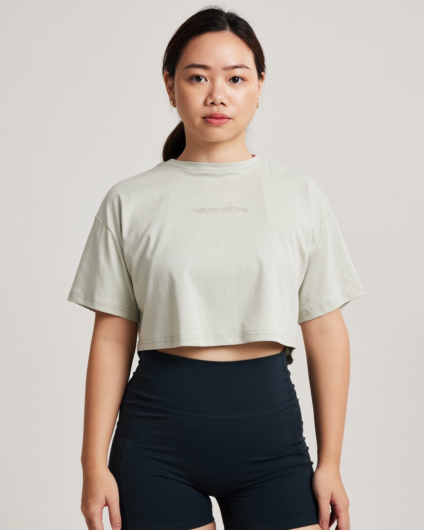 Oversized Crop Tee in Slate