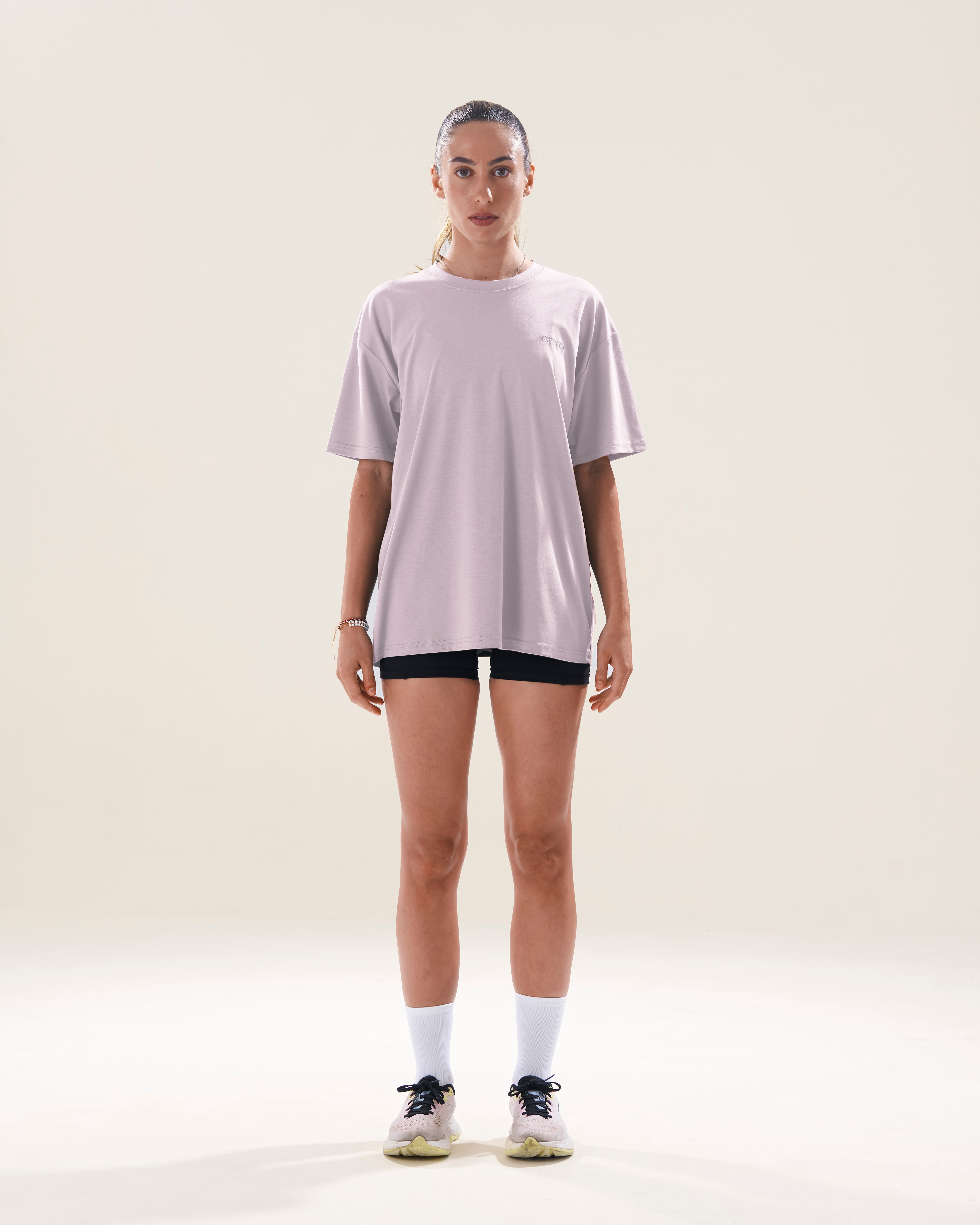 Graphic Oversized Tee in Whisper (I Just Felt Like Running)