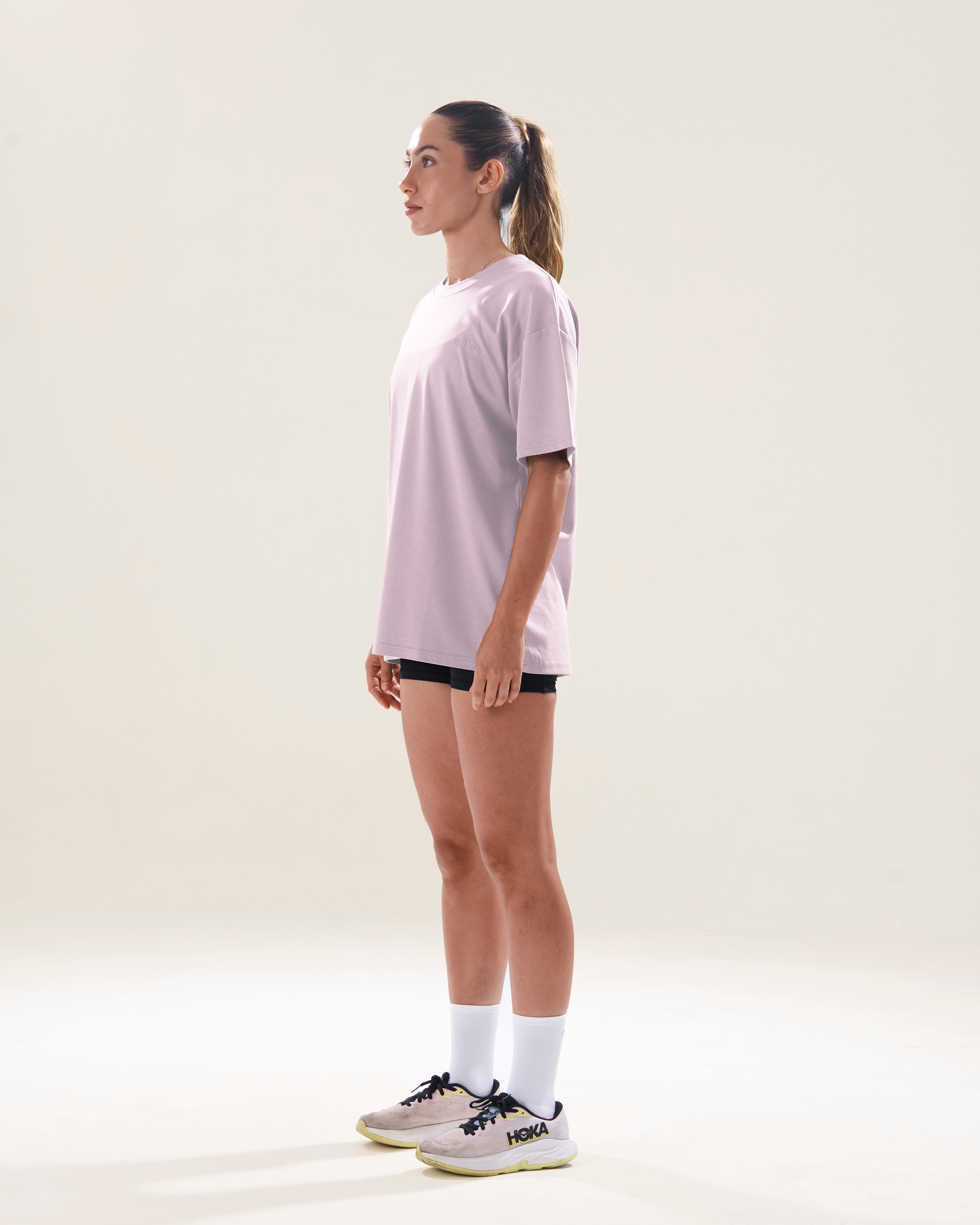 Graphic Oversized Tee in Whisper (I Just Felt Like Running)