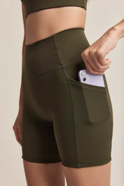 Pocket Shorts (Biker 6") in Dirty Matcha