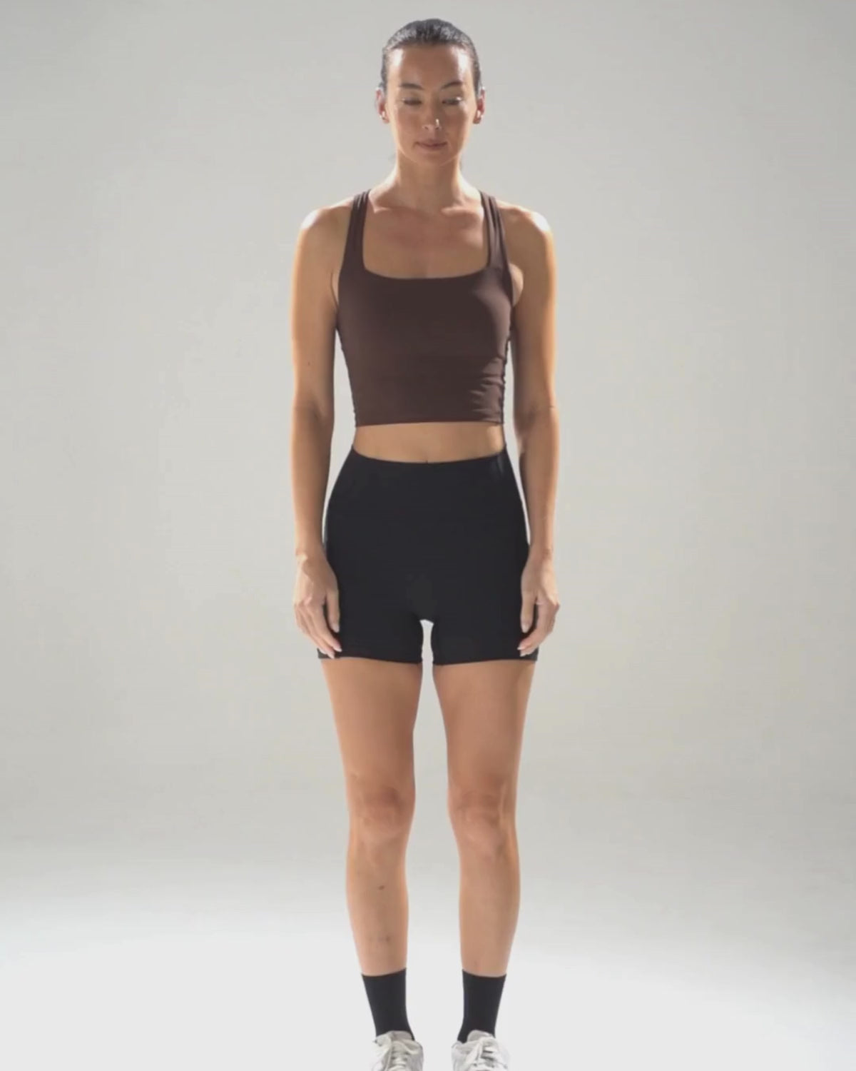 Boxy Longline Bra in Black Sesame