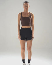 Boxy Longline Bra in Black Sesame