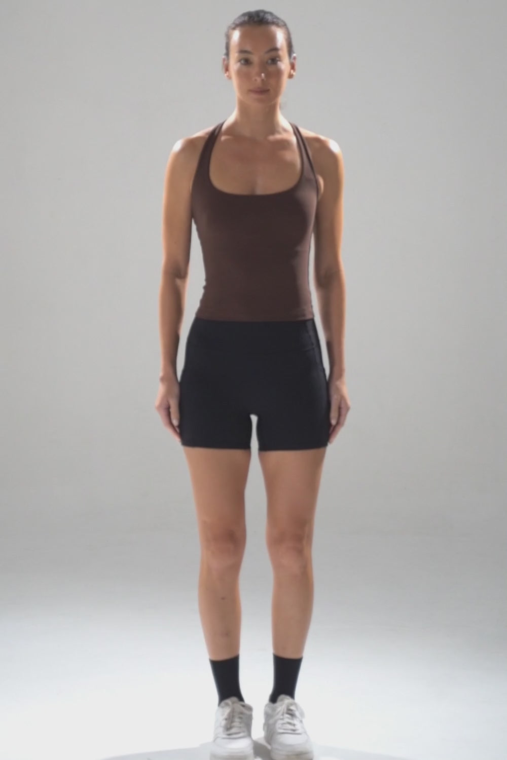 Scoop Longline Bra in Walnut