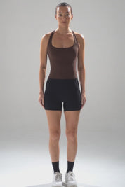 Scoop Longline Bra in Walnut