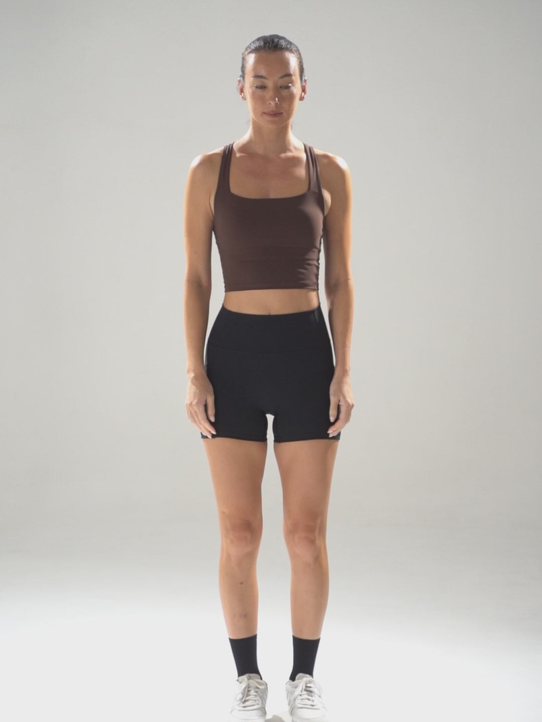 Boxy Longline Bra in Walnut