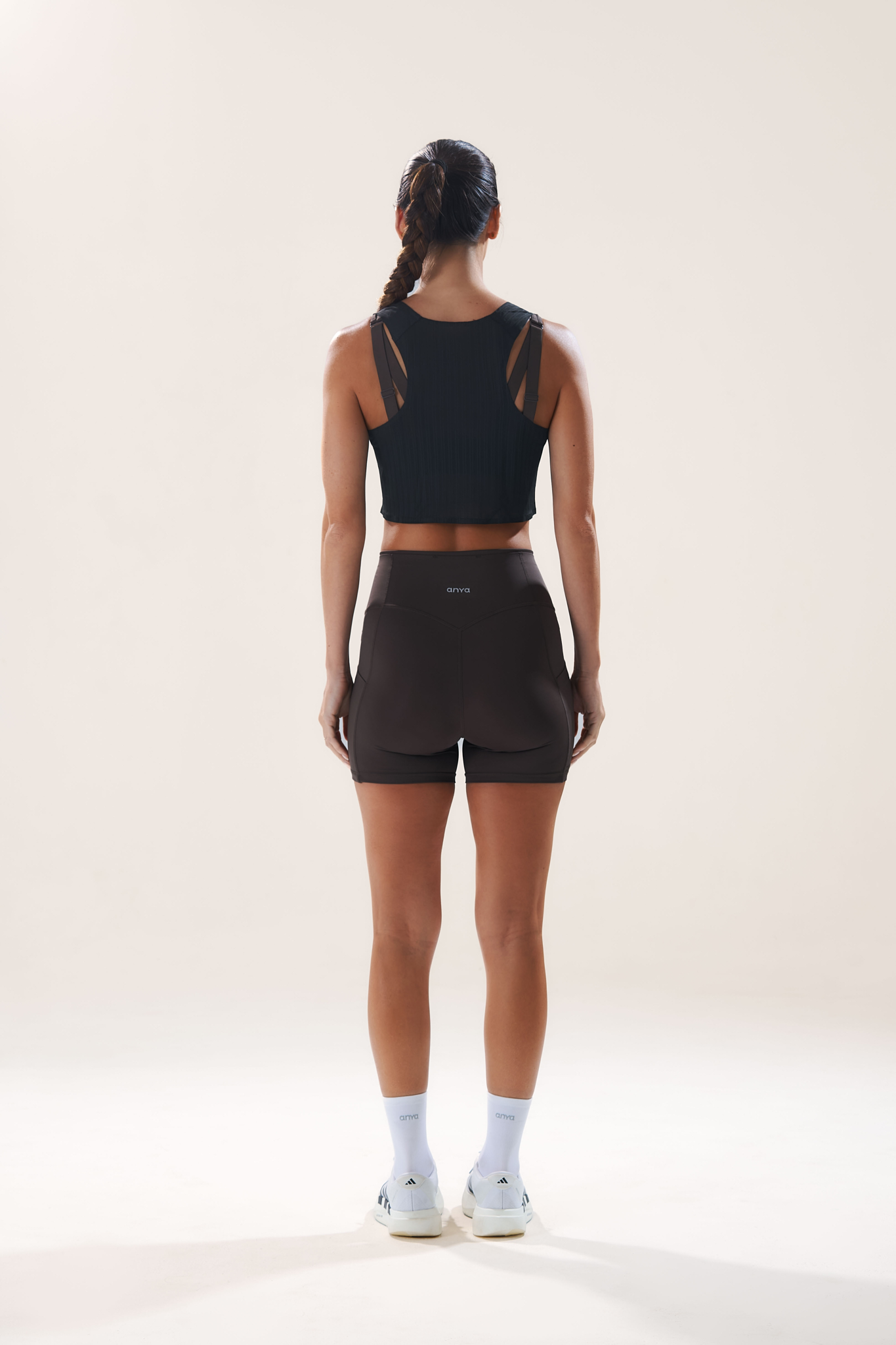 Race Crop Tank in Black Sesame