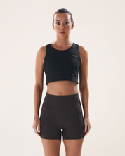 Race Crop Tank in Black Sesame