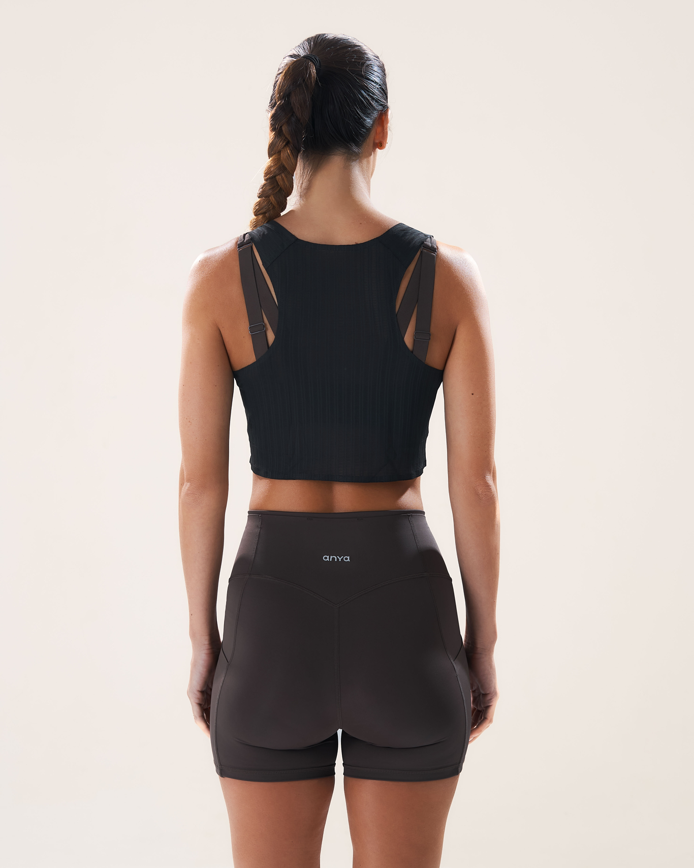 Race Crop Tank in Black Sesame