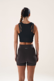 Race Crop Tank in Black Sesame