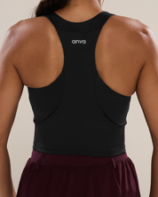 Run Strong Longline Bra in Black Sesame