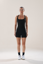 Scoop Longline Bra in Black Sesame