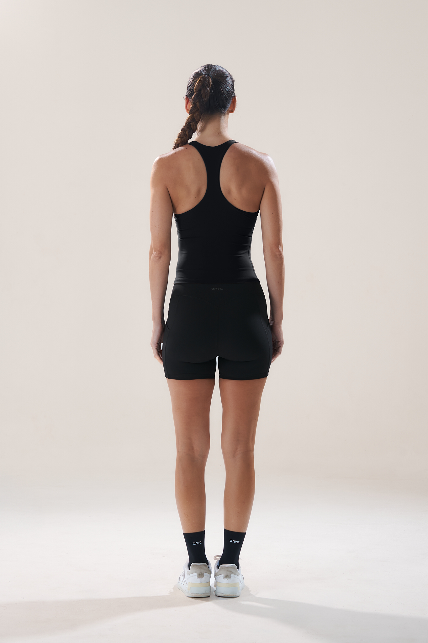 Scoop Longline Bra in Black Sesame