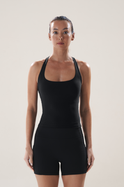 Scoop Longline Bra in Black Sesame